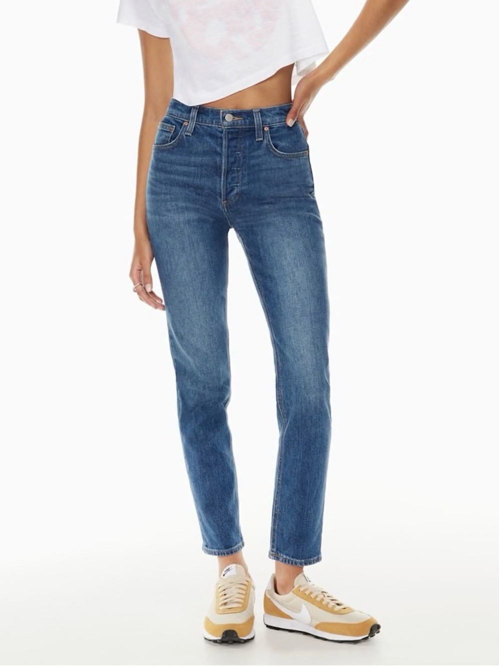 Denim Forum Aritzia The Yoko High Rise Slim modern cigarette classic timeless - Picture 4 of 11